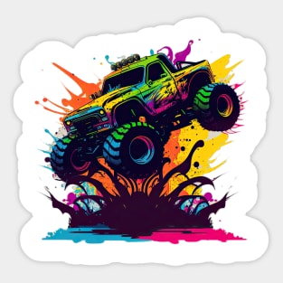 Black Cartoon Monster Truck Sticker