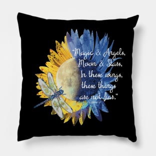 Sunflower Moon Dragonfly Quote Pillow