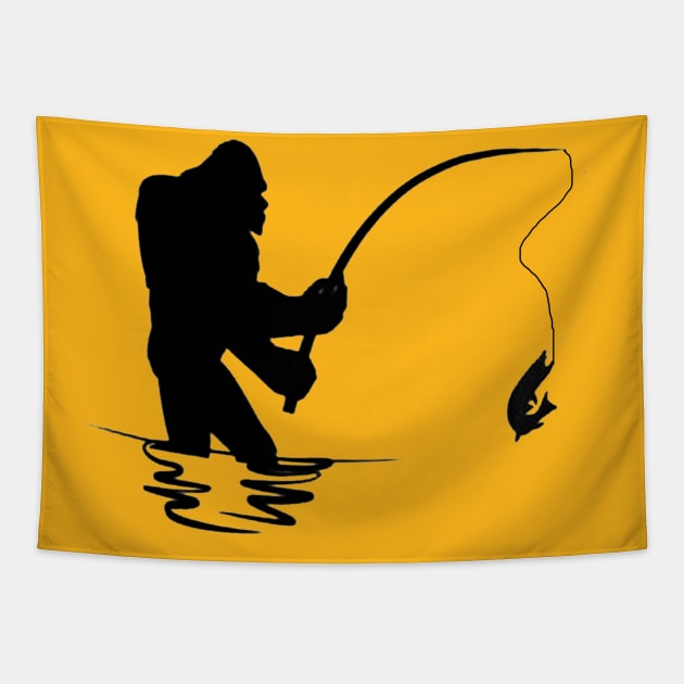 Fishing Bigfoot Tapestry by bryanartsakti