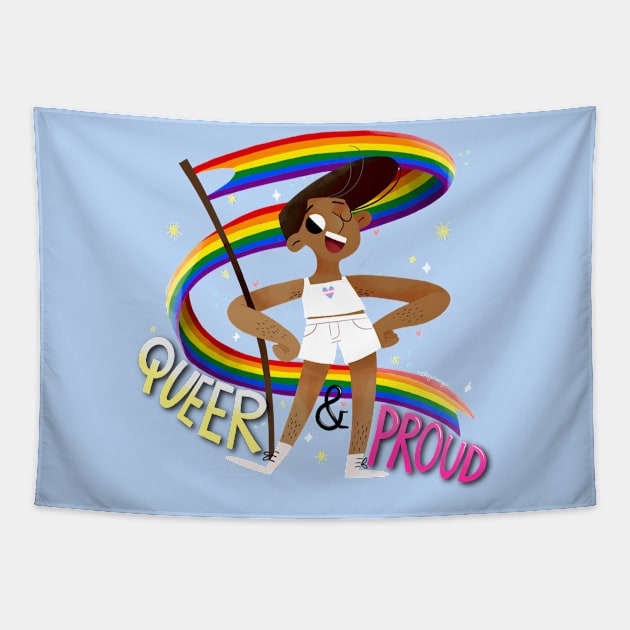 Queer & Proud - Trans Heart Tapestry by Gummy Illustrations