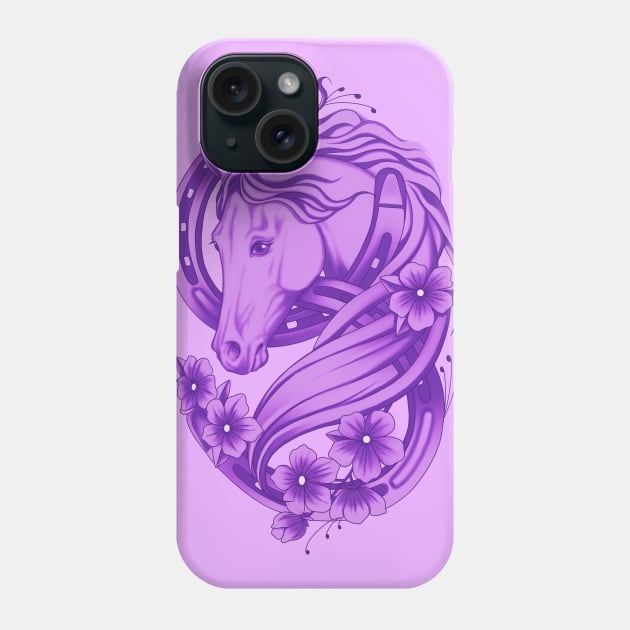 Lucky Horse Shoe and Flowers Phone Case by bomazu