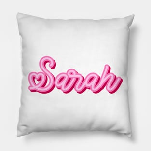 Sarah name pink heart Pillow