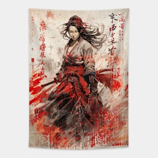 Vintage Japanese Onna-musha Tapestry