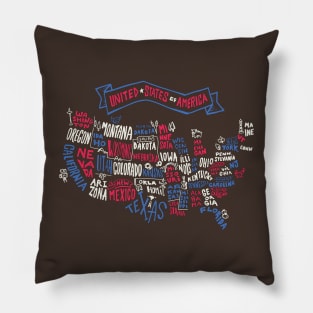 USA cartoon map Pillow