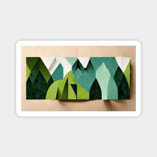 Deep in the Hillside Forest - Abstract Minimalism Papercraft Landscape Magnet