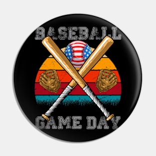 Baseball Lover American Game Day Flag Pin