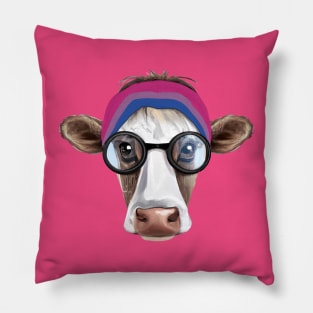 Subtle Bisexual Bi Flag Color Cow with Headband Bandana Pillow