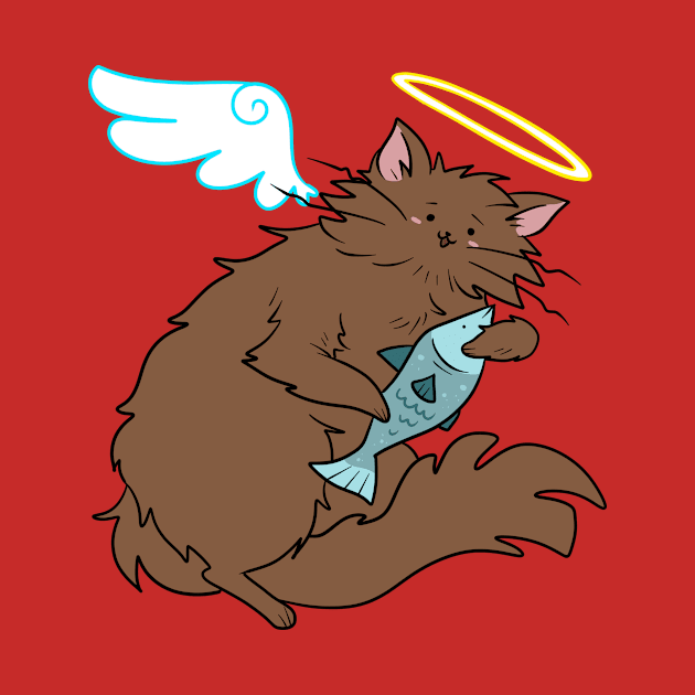 Fluffy Brown Cat Angel by saradaboru