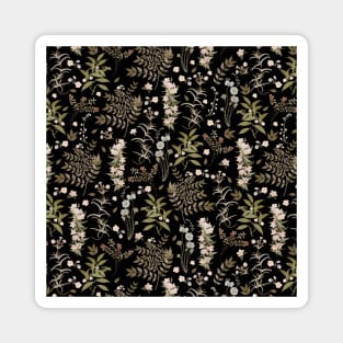 Vintage Wildflowers on Dark Background Magnet