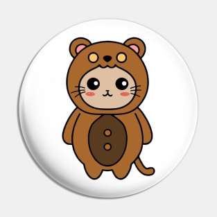 Kawaii Cute Cat in Bear Suit Pajamas Pin