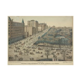 Vintage Pictorial Map of Central Park, 5th Avenue & 59th Street (1886) T-Shirt