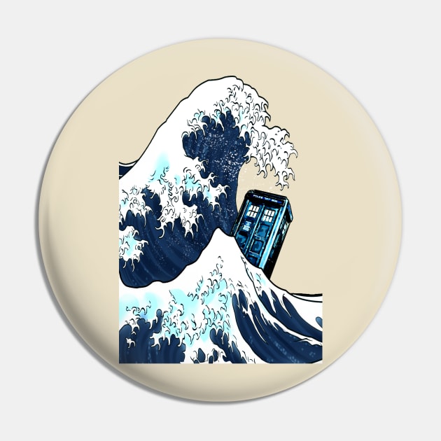 Blue phone box VS the great wave Pin by Dezigner007