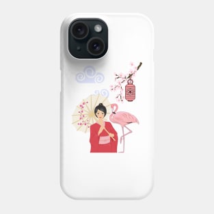 Japanese Geisha Cherry Blossoms Phone Case