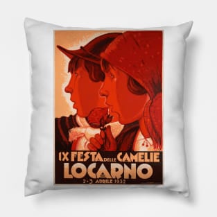 1932  Locarno (Southern Switzerland)  -  Camelia Festival Vintage Poster Pillow