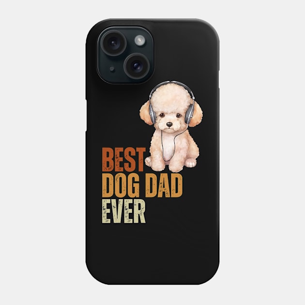 Vintage Best Dog Dad Ever Funny Puppy Poodle Dog Lover Phone Case by Just Me Store