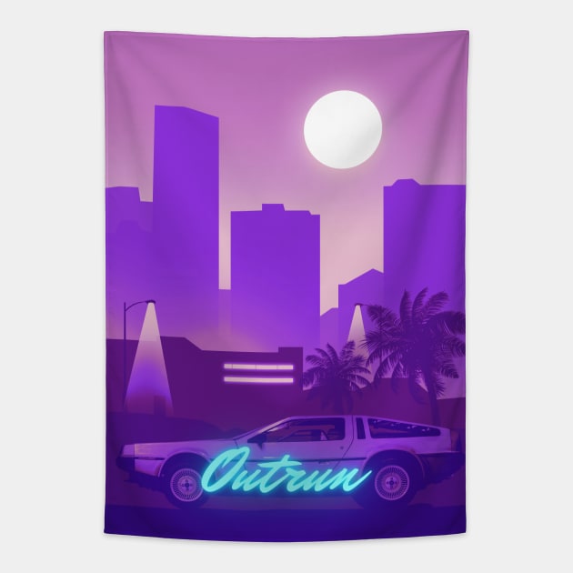 Outrun neon retro 80s Tapestry by mrcatguys