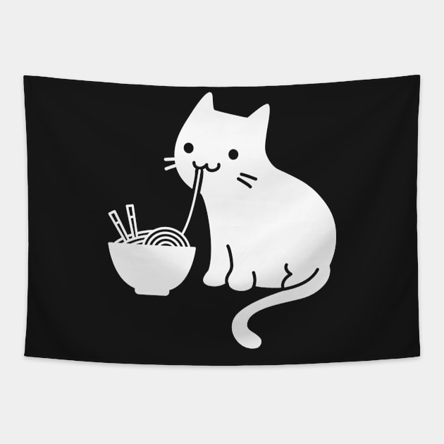 Cute Cat Eating Ramen Tapestry by MeatMan