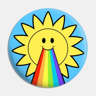 Smiley Sun Puking Rainbow Mental Health LGBT Pin