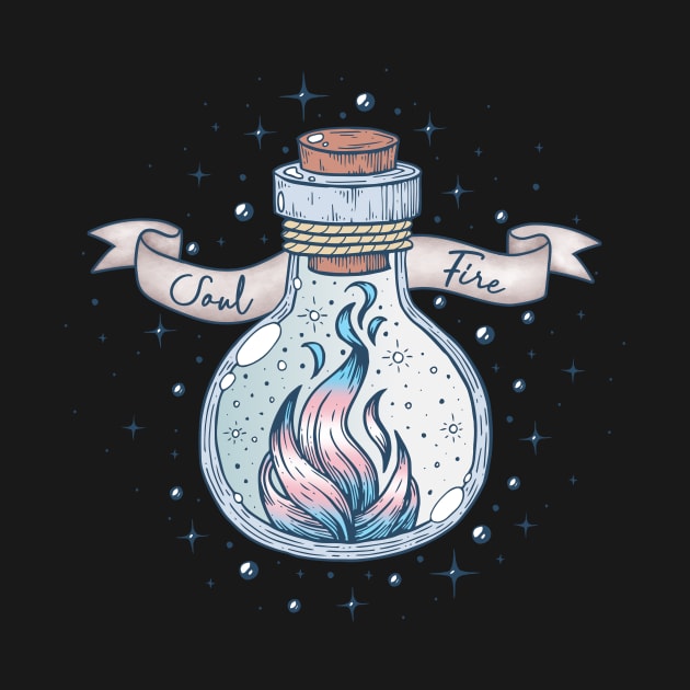 Transgender Fire Occult Bottle LGBT Trans Pride Flag by Psitta