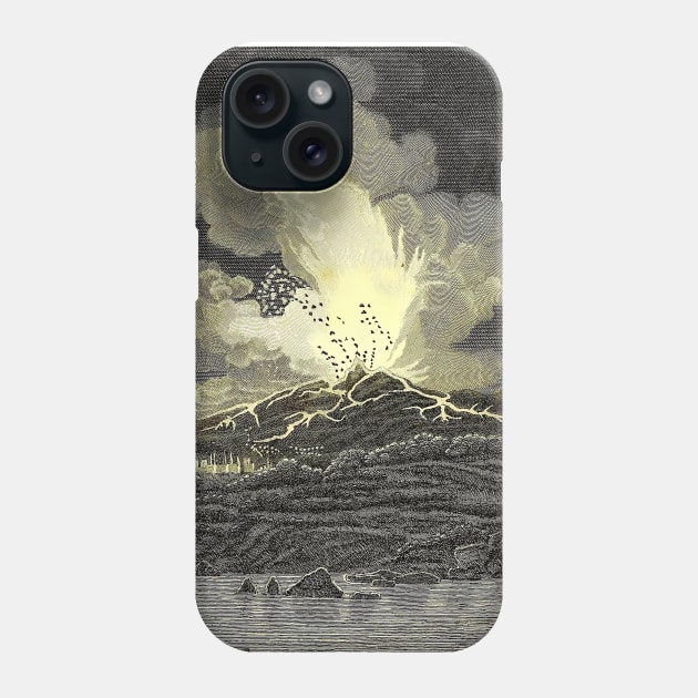 Etna Italia volcano erupts releasing burning larvae and deadly ash Phone Case by Marccelus