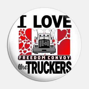 TRUCKERS FOR FREEDOM - LIBERTE - I LOVE THE TRUCKERS BLACK LETTERS Pin