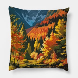 Autumn Scene - Tourism Poster of the Mountains Pillow