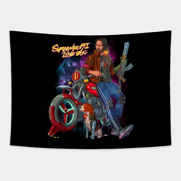 johnny love dogs Tapestry by Banana Racing Team