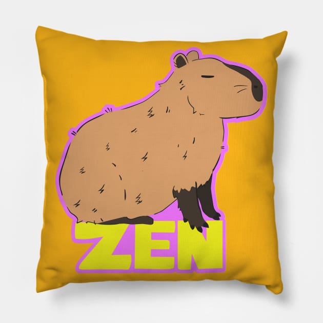 Zen Capybara Pillow by YipeeKaiYay