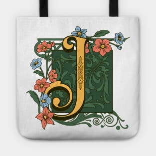 Art Nouveau Letter J, Ornamental Letter J, Art Deco Tote