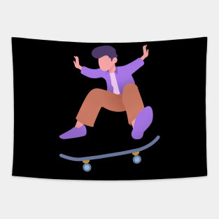 Flat design jumping skateboard man Tapestry