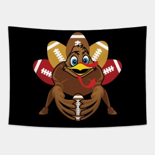 'Turkey and Football' Cool Thanksgiving Football Tapestry