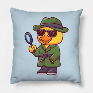 Cute Duck Detective Cartoon Pillow