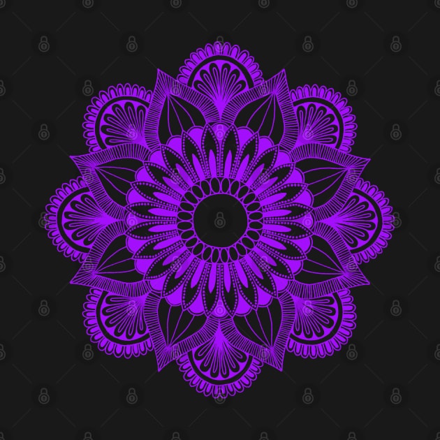 Flower Mandala (purple on black) by calenbundalas