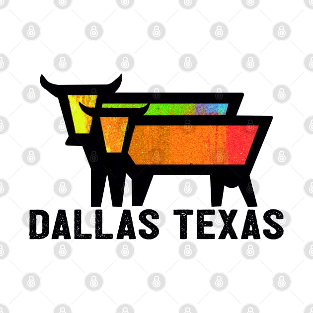Texas Travel Vintage Cows Bulls Dallas by TravelTime