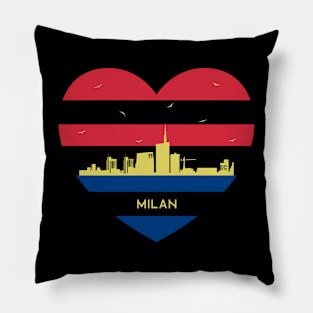 Italy City Skyline cityscape Heart Shape Birds Flying Milan Pillow