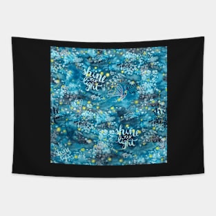 Shine your light watercolor affirmation with fireflies Tapestry