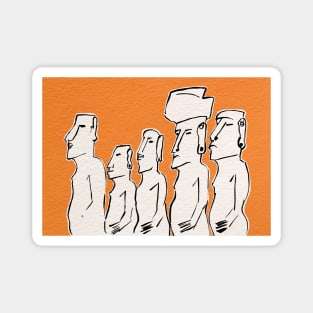 Moai statues in ink Magnet