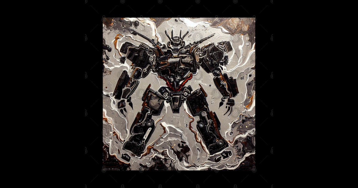 Mech Robot Acrylic Pour Painting 93 - Robots Design - Sticker | TeePublic