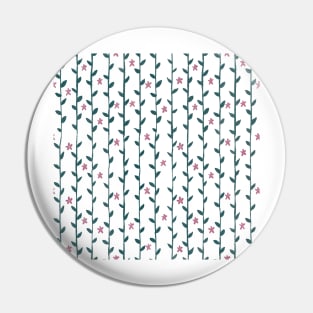 Watercolor Floral Vines Pattern - Teal & Hot Pink Pin