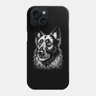 German Shepherd dog face drawing white Phone Case