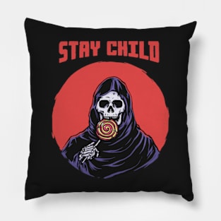 Retro Grim reaper eating lollipop Pillow