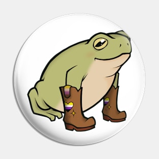 Nonbinary Pride Cowboy Boots Frog Pin