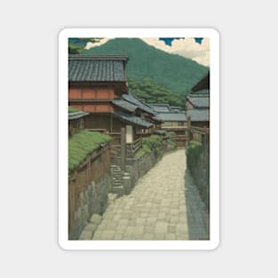 beautiful street of japan kawase hasui style art Magnet