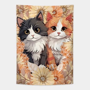 Cat With Flowers Tapestry