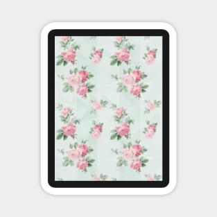 Pink and Teal Shabby Chic Vintage Roses Magnet