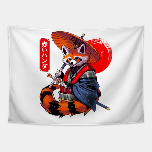 Red Panda Samurai Tapestry by Meca-artwork