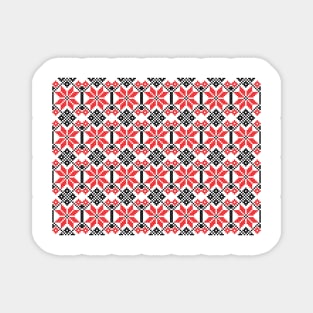 Red - Black Traditional Romanian Pattern  2 Magnet