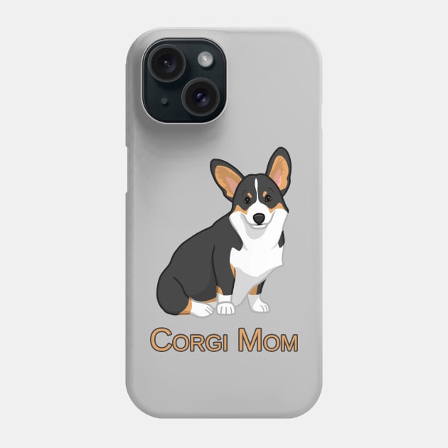 Cute Black Tricolor Pembroke Corgi Dog Mom Phone Case by csforest