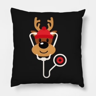 Cute Reindeer Nurse Christmas Pillow