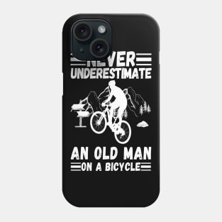 never underestimate an old man on a bicycle Phone Case